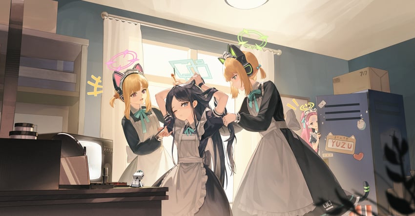 aris, momoi, midori, yuzu, and kei (blue archive) drawn by super_h2o