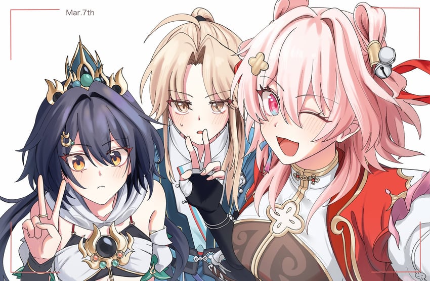 march 7th, yunli, and yanqing (honkai and 1 more) drawn by pillhoyo