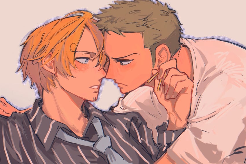 roronoa zoro and sanji (one piece) drawn by towne