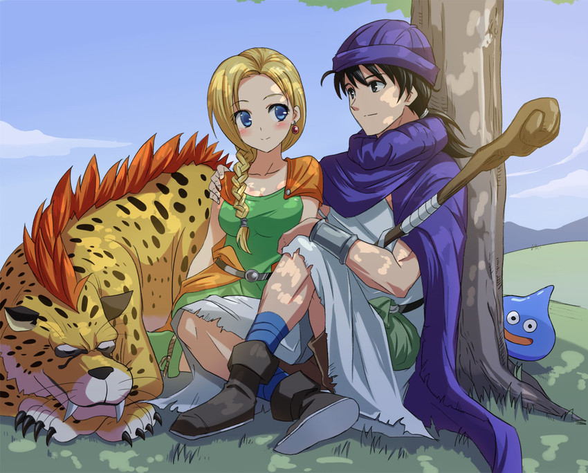 slime, bianca, hero, and borongo (dragon quest and 1 more) drawn by hyakuen_raitaa