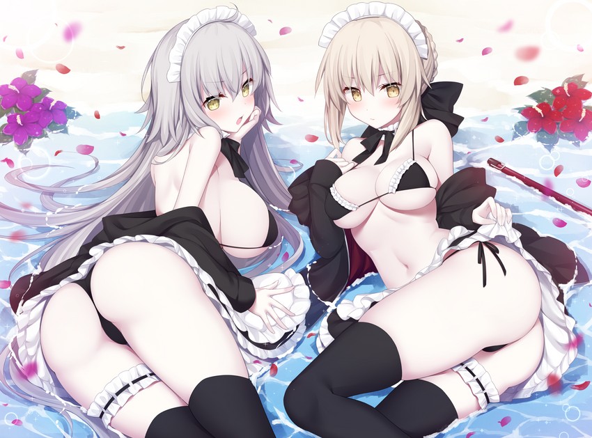 artoria pendragon, jeanne d'arc alter, and saber alter (fate and 1 more) drawn by miko_(royal_milk)