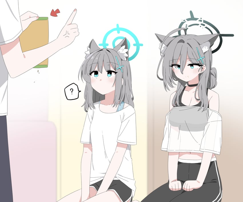sensei, shiroko, and shiroko terror (blue archive) drawn by b.t._(boob_tong)