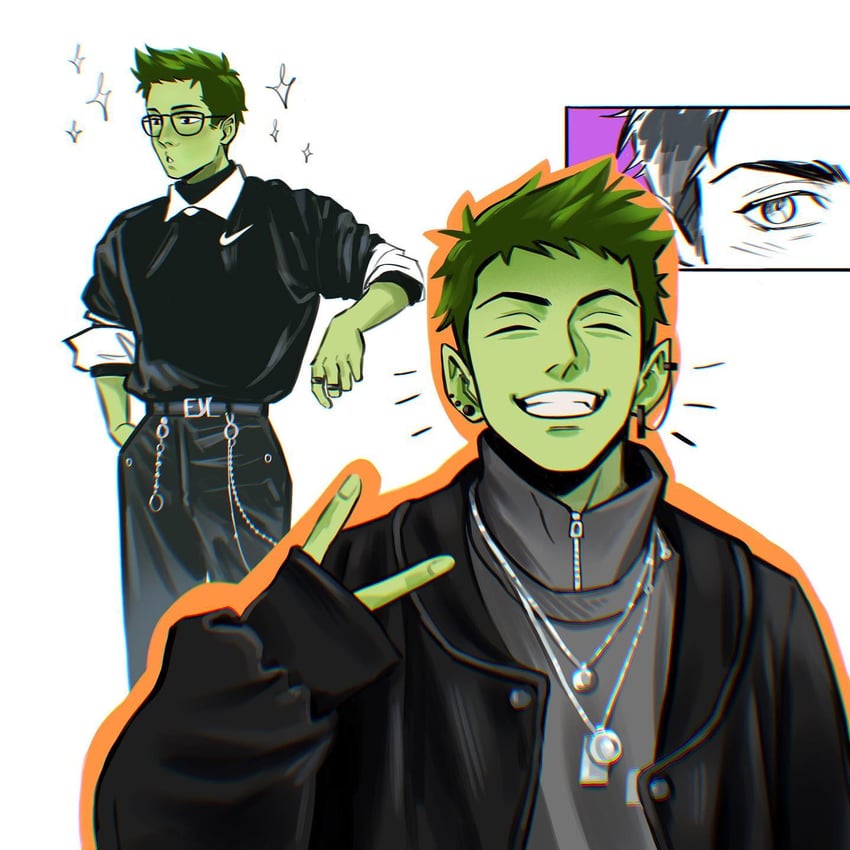 beast boy (dc comics and 1 more) drawn by panprika11