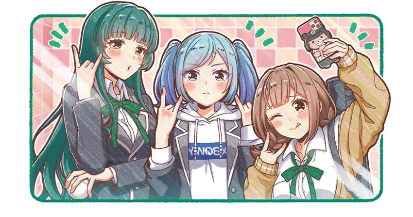 joujima momo, mizuhara asumi, and kotomiya chitose (cinderella series and 1 more) drawn by hanako_(akatsuki)