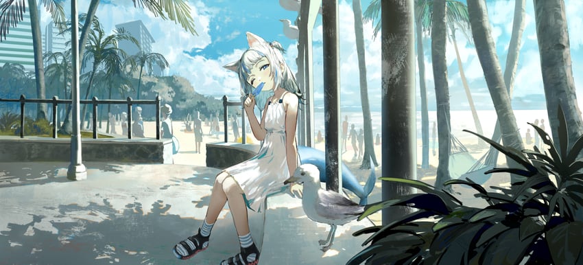 gawr gura (hololive and 1 more) drawn by hirooriginals