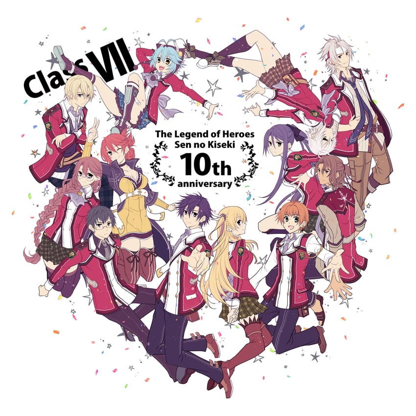 rean schwarzer, fie claussell, alisa reinford, emma millstein, sara valestein, and 7 more (eiyuu densetsu and 2 more) drawn by satsuki_(chaosmode)