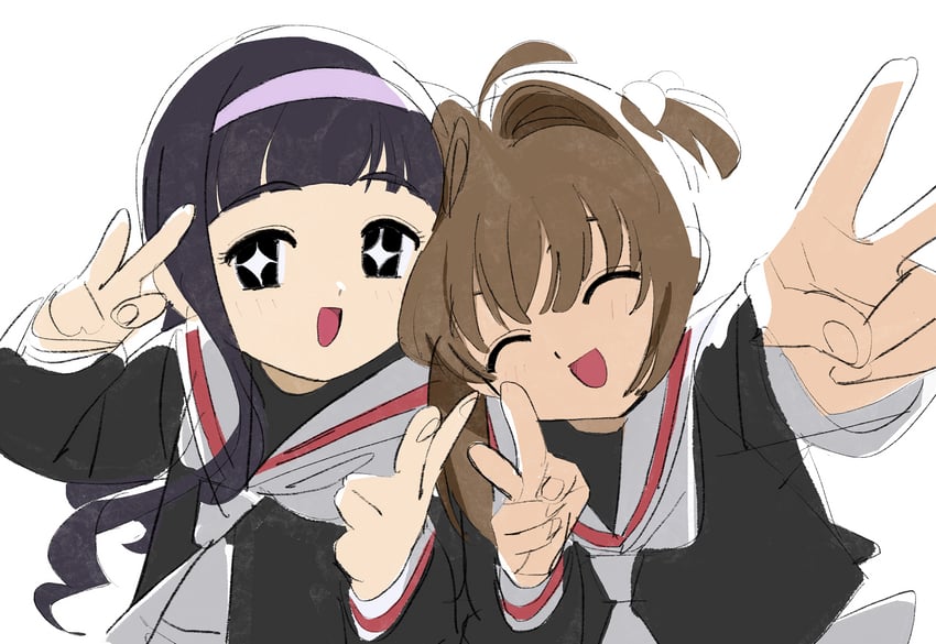 kinomoto sakura and daidouji tomoyo (cardcaptor sakura) drawn by nnn-ollll