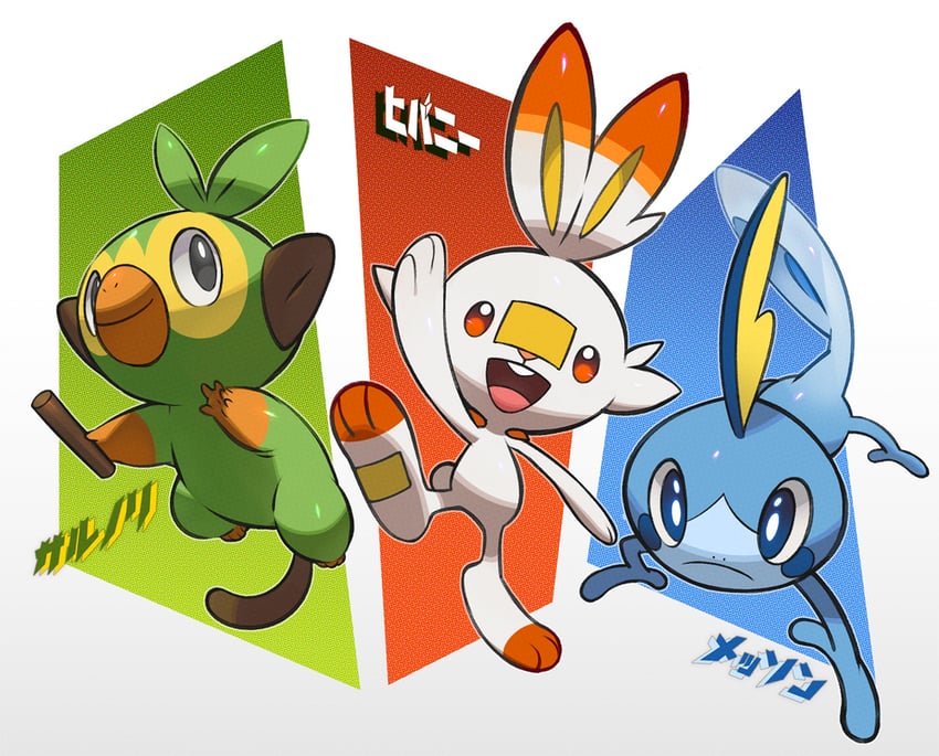 scorbunny, sobble, and grookey (pokemon) drawn by brad_(16325)