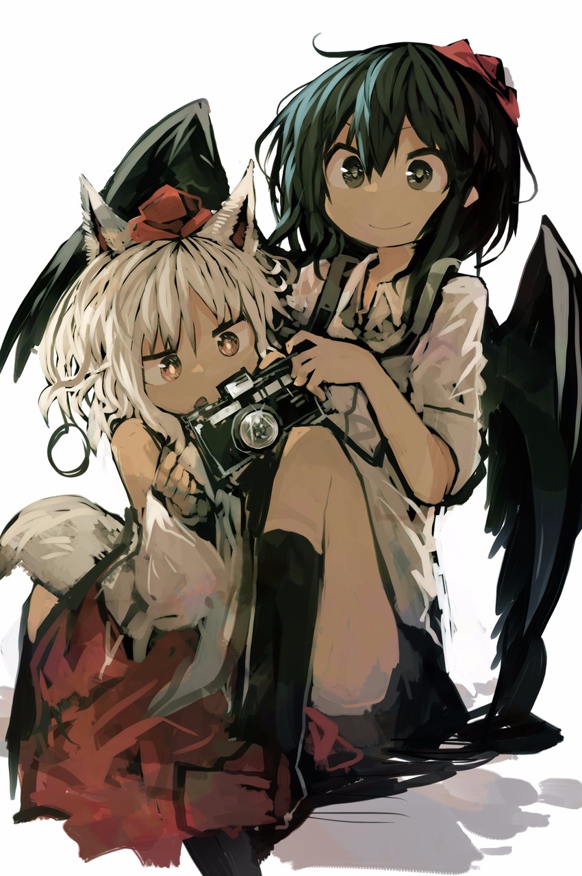 shameimaru aya and inubashiri momiji (touhou) drawn by kaamin_(mariarose753)