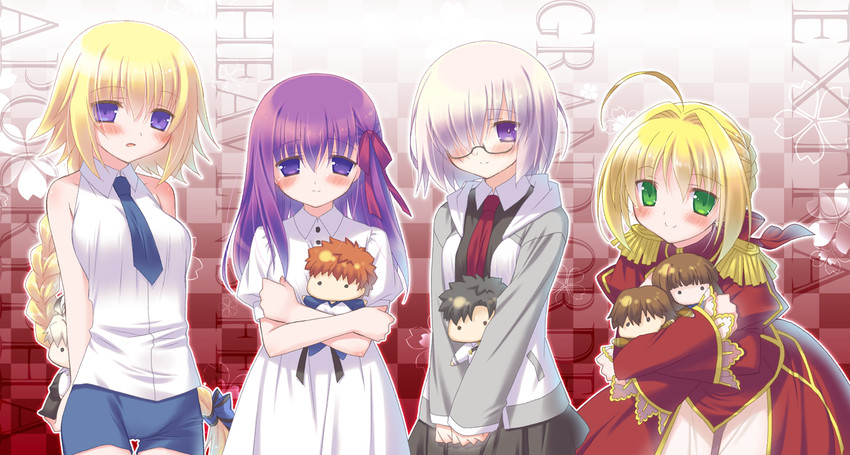 mash kyrielight, fujimaru ritsuka, nero claudius, jeanne d'arc, emiya shirou, and 3 more (fate and 5 more) drawn by tadano_tanuki
