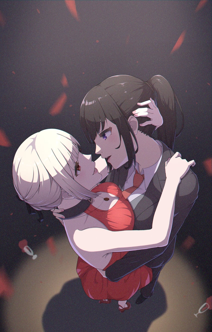 nishikigi chisato and inoue takina (lycoris recoil) drawn by wakagon0727