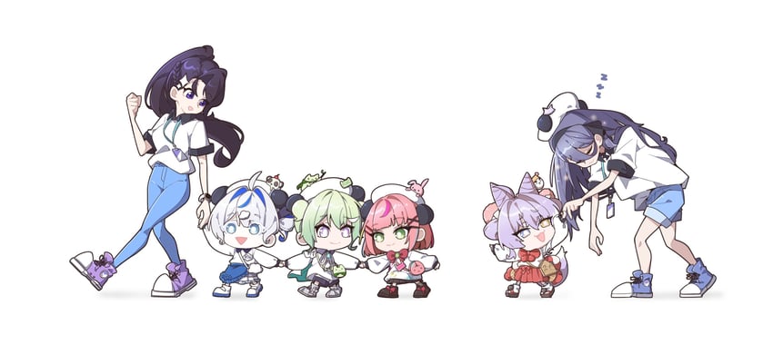 tenko shibuki, yuzuha riko, aokumo rin, hanako nana, gangzi, and 5 more (stellive) drawn by c_jung8