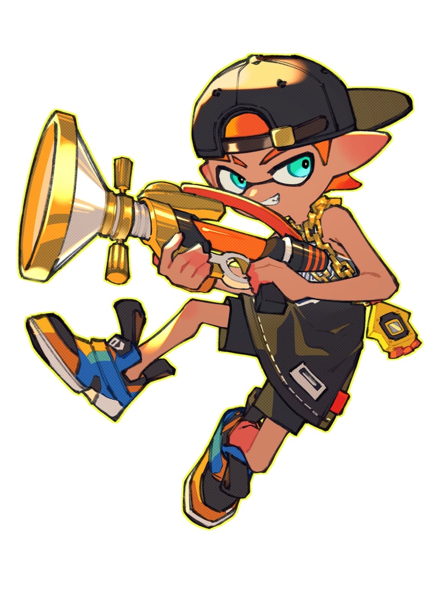 inkling player character and inkling boy (splatoon and 1 more) drawn by inari1369