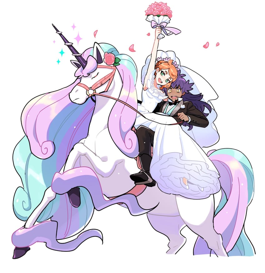 leon, sonia, and galarian rapidash (pokemon and 1 more) drawn by dede_(qwea_00000)