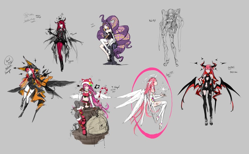 ninomae ina'nis, irys, bloom, and gloom (hololive and 1 more) drawn by redjuice