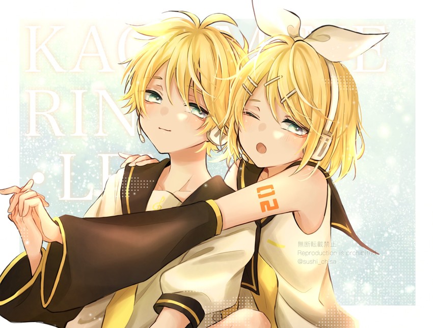 kagamine rin and kagamine len (vocaloid) drawn by sushi_chisa
