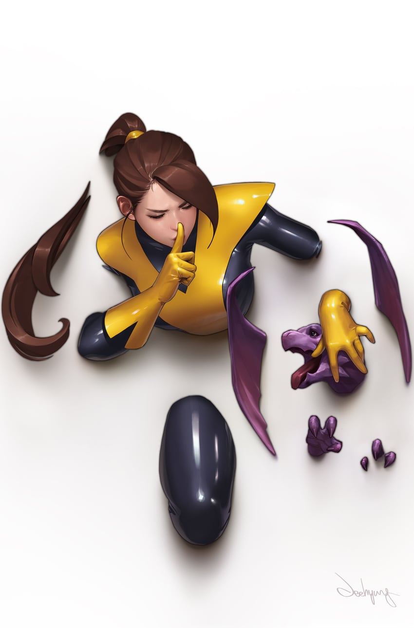 kitty pryde and lockheed (marvel and 1 more) drawn by jee-hyung_lee