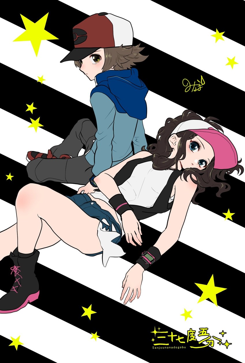 hilda and hilbert (pokemon and 1 more) drawn by minapo