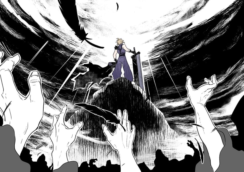 cloud strife (final fantasy and 2 more) drawn by ilo2irut