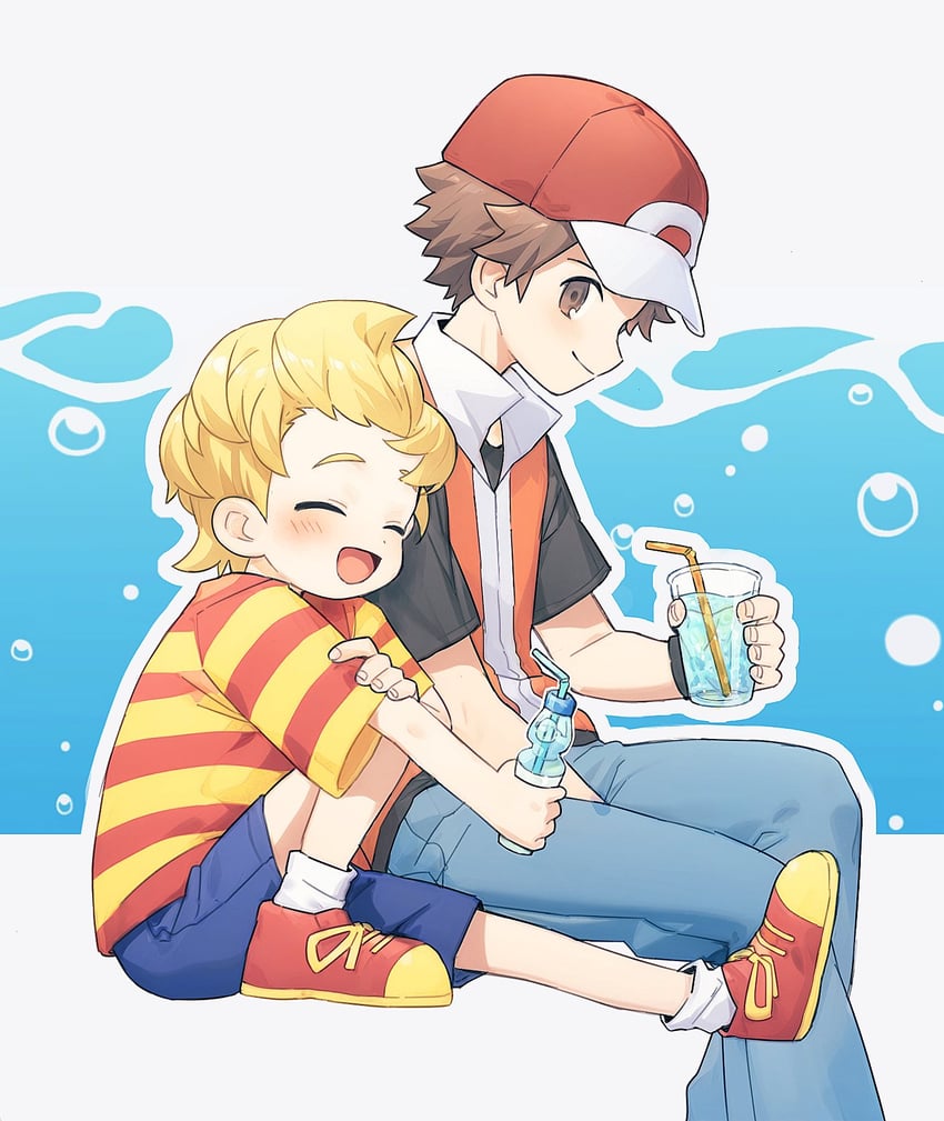 red and lucas (pokemon and 4 more) drawn by otoku_41