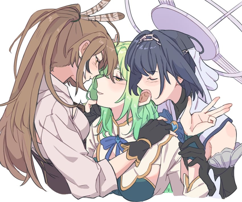 ouro kronii, nanashi mumei, and ceres fauna (hololive and 1 more) drawn by addendium