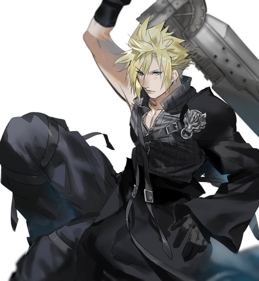 cloud strife (final fantasy and 2 more) drawn by mikuroron