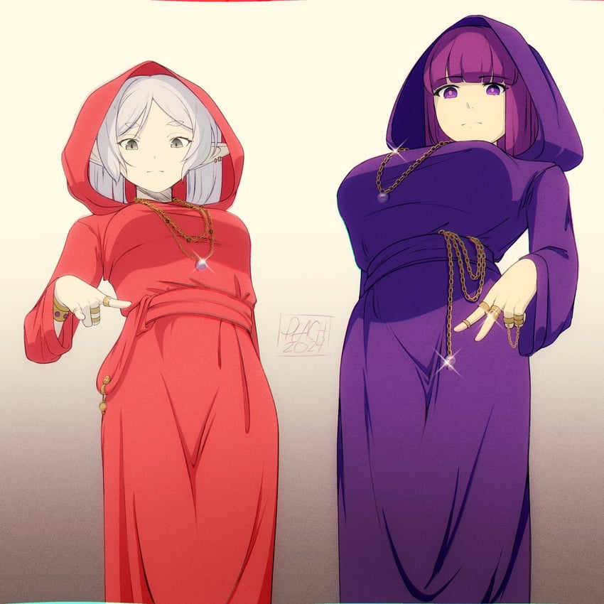 frieren and fern (sousou no frieren) drawn by peach-cup