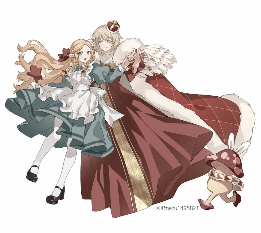 marcille donato, falin touden, walking mushroom, and marcille's familiar (dungeon meshi and 1 more) drawn by nezu1495821