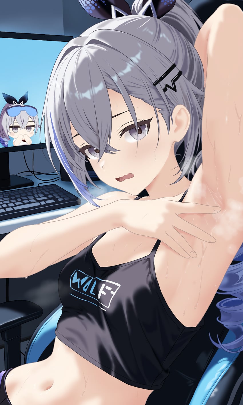silver wolf (honkai and 1 more) drawn by lewd_chan