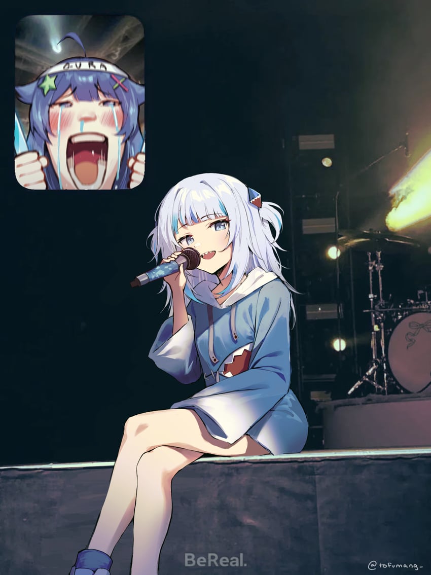 gawr gura and senzawa (hololive and 2 more) drawn by tofumang