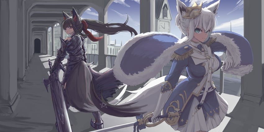shirakami fubuki and kurokami fubuki (hololive) drawn by sss-31655986