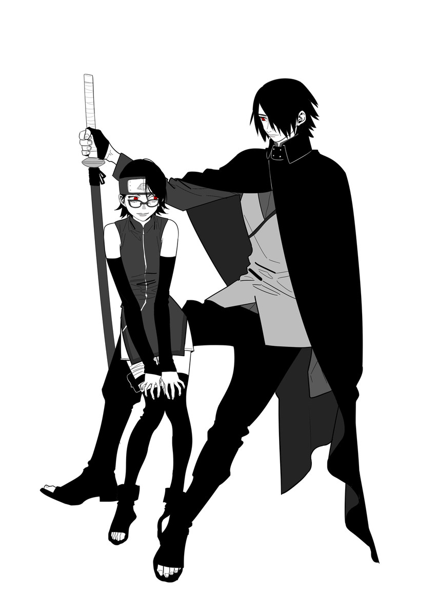 uchiha sasuke and uchiha sarada (naruto) drawn by coco_(pixiv1133712)