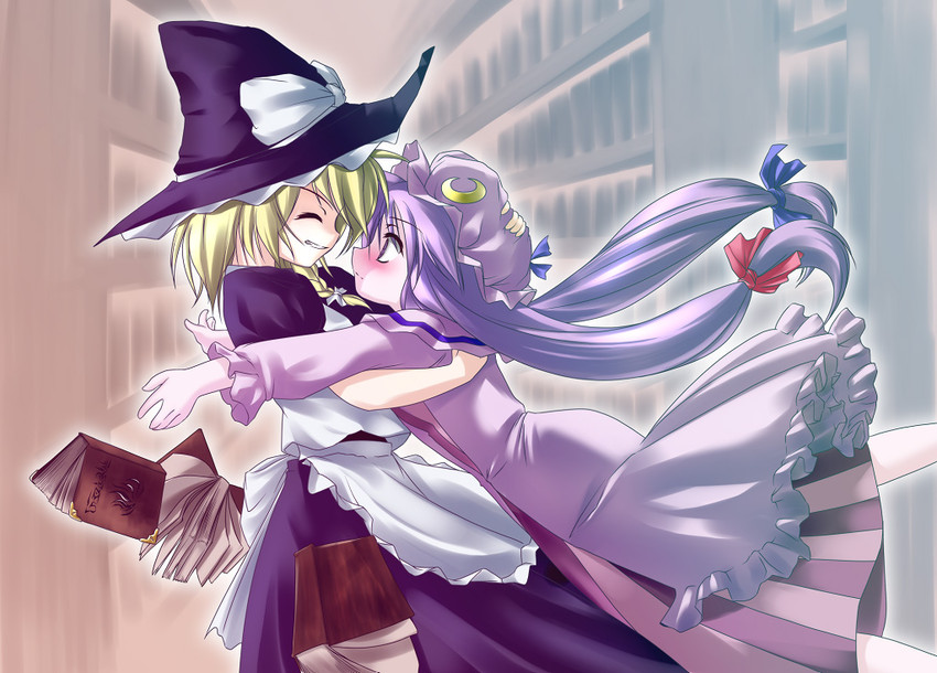 kirisame marisa and patchouli knowledge (touhou and 1 more) drawn by suematsu_jerry