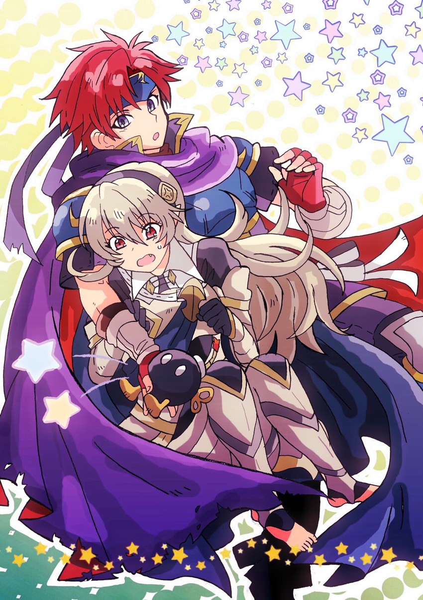 female corrin, roy, and bob-omb (fire emblem and 5 more) drawn by kiriya_(552260)