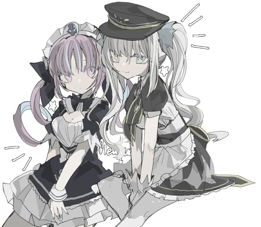 minato aqua and kagura mea (hololive and 1 more) drawn by hen10