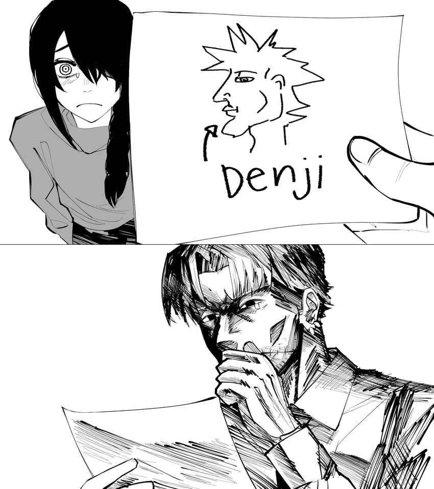 denji, nayuta, and kishibe (chainsaw man) drawn by heartbreak_juan