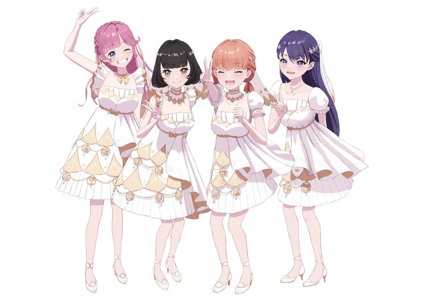 hinoshita kaho, murano sayaka, momose ginko, and anyoji hime (love live! and 1 more) drawn by wachida_01d