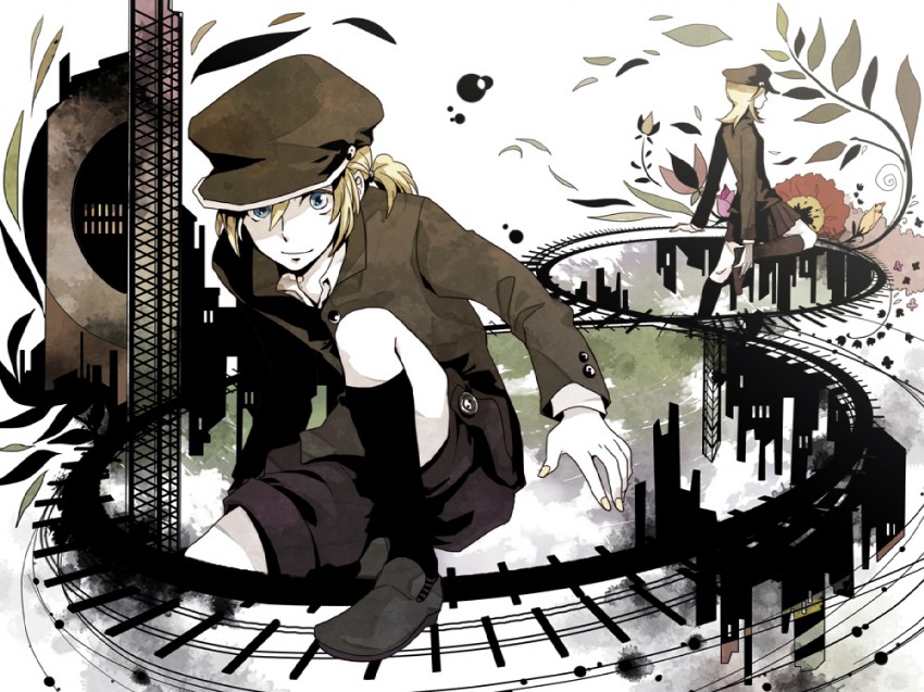 kagamine rin and kagamine len (vocaloid and 1 more) drawn by mozzu