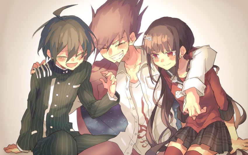 saihara shuichi, harukawa maki, and momota kaito (danganronpa and 1 more) drawn by mihan_(barukanpasu)