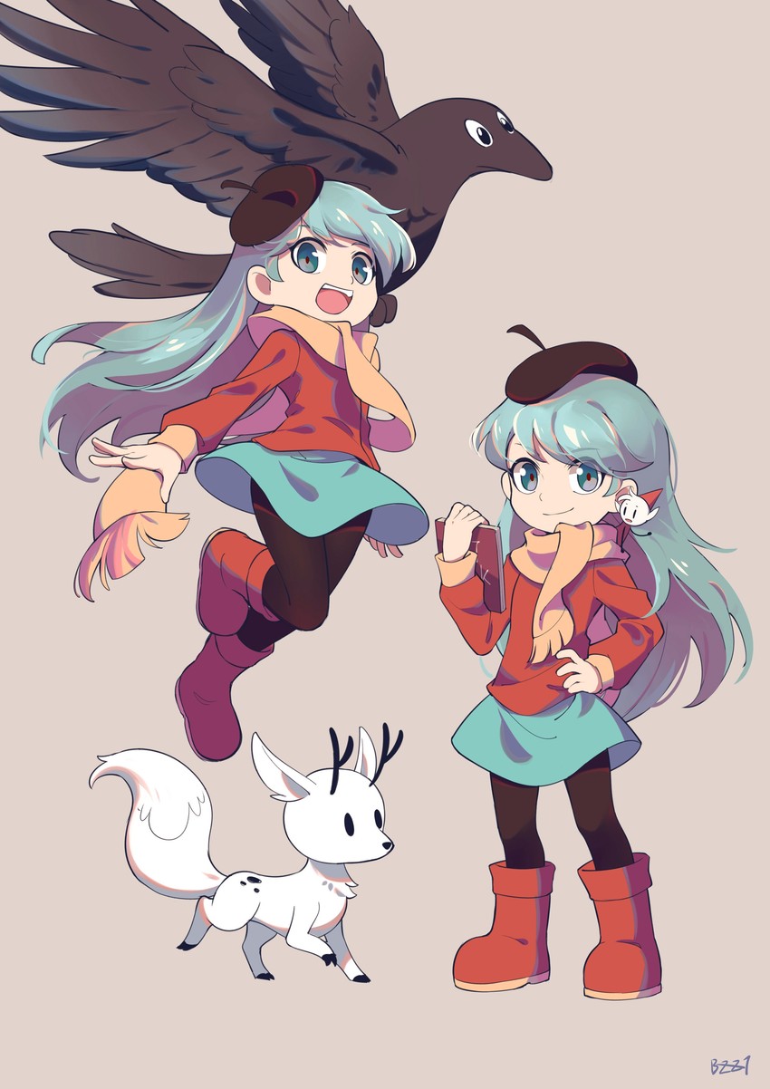 hilda, twig, alfur, and great raven (hilda) drawn by brick_st