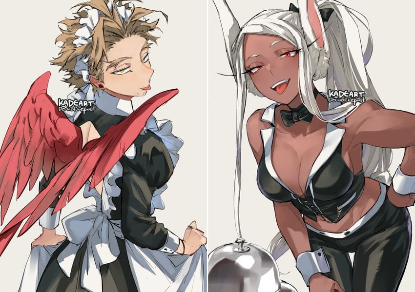 mirko and hawks (boku no hero academia) drawn by kadeart