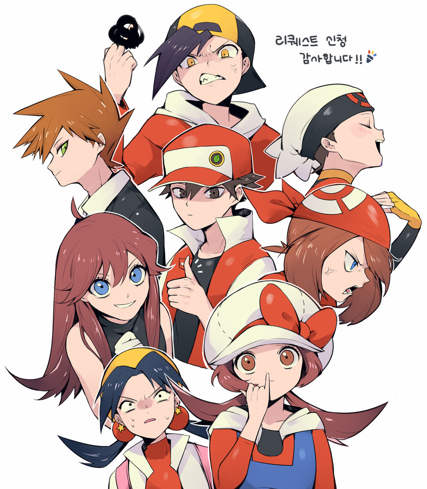 may, red, ethan, blue oak, lyra, and 3 more (pokemon and 4 more) drawn by yamtteng