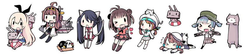 shimakaze, kongou, rensouhou-chan, naka, isuzu, and 5 more (kantai collection) drawn by konatsu_miyu