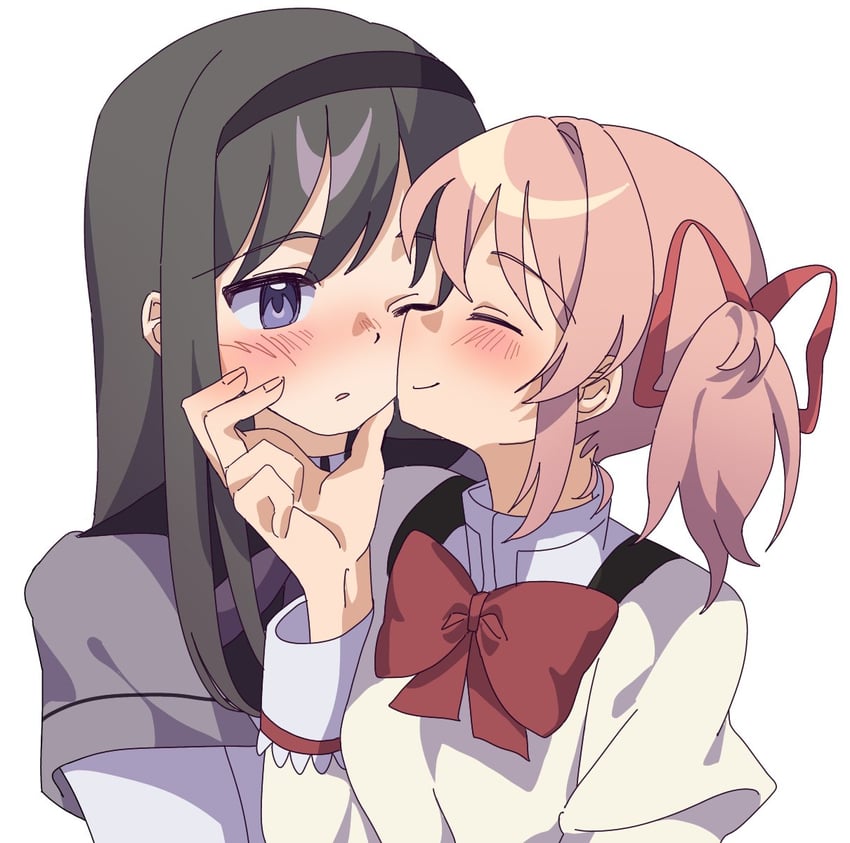 akemi homura and kaname madoka (mahou shoujo madoka magica) drawn by kuro_miumu