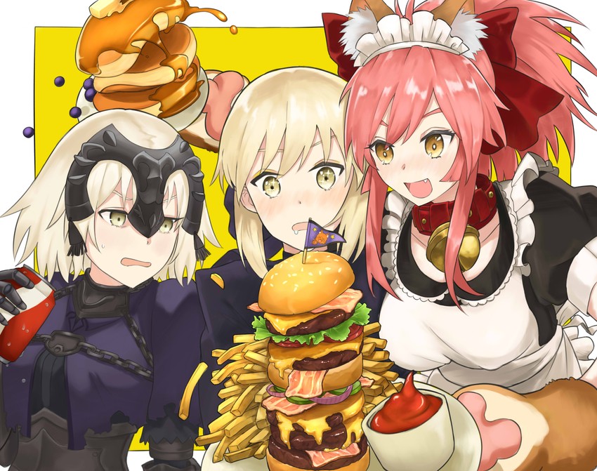 artoria pendragon, tamamo, saber alter, jeanne d'arc alter, and tamamo cat (fate and 1 more) drawn by c_xj