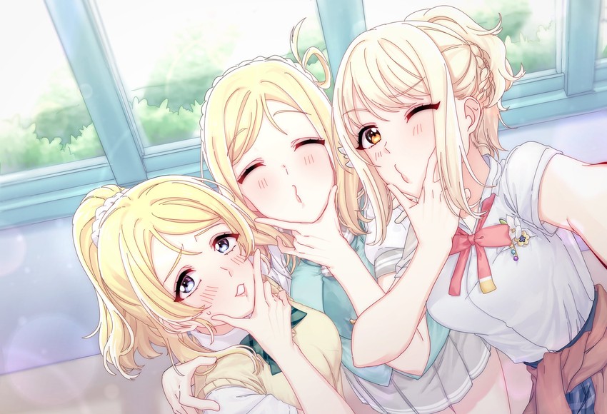 ayase eli, ohara mari, and miyashita ai (love live! and 4 more) drawn by chaeu_012