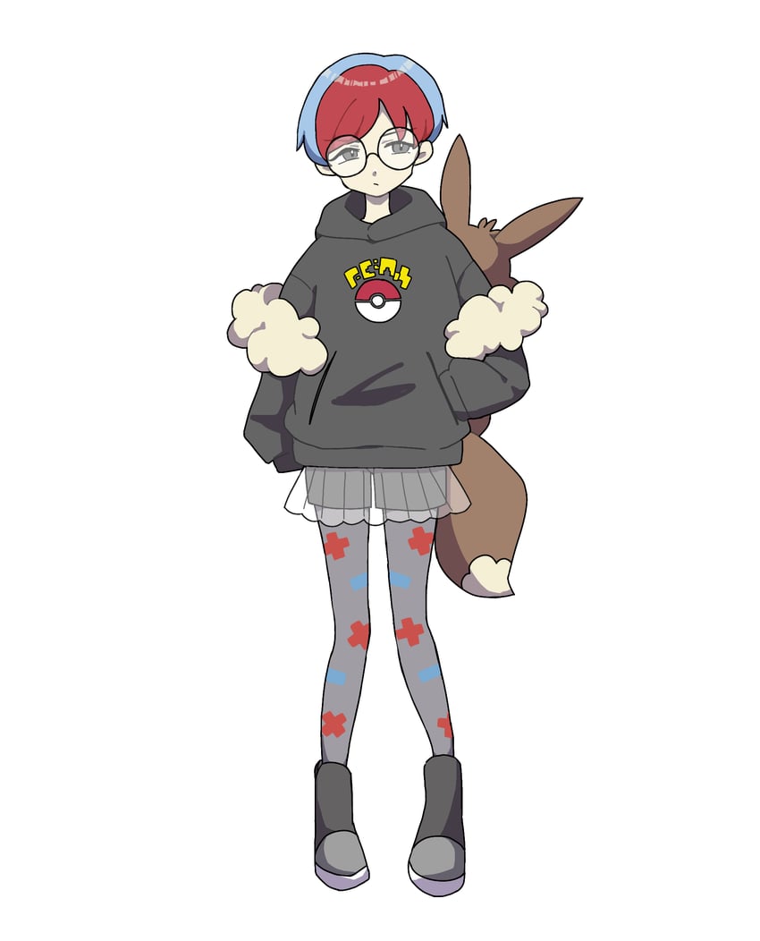 eevee and penny (pokemon and 1 more) drawn by aoharu_(aohr222)