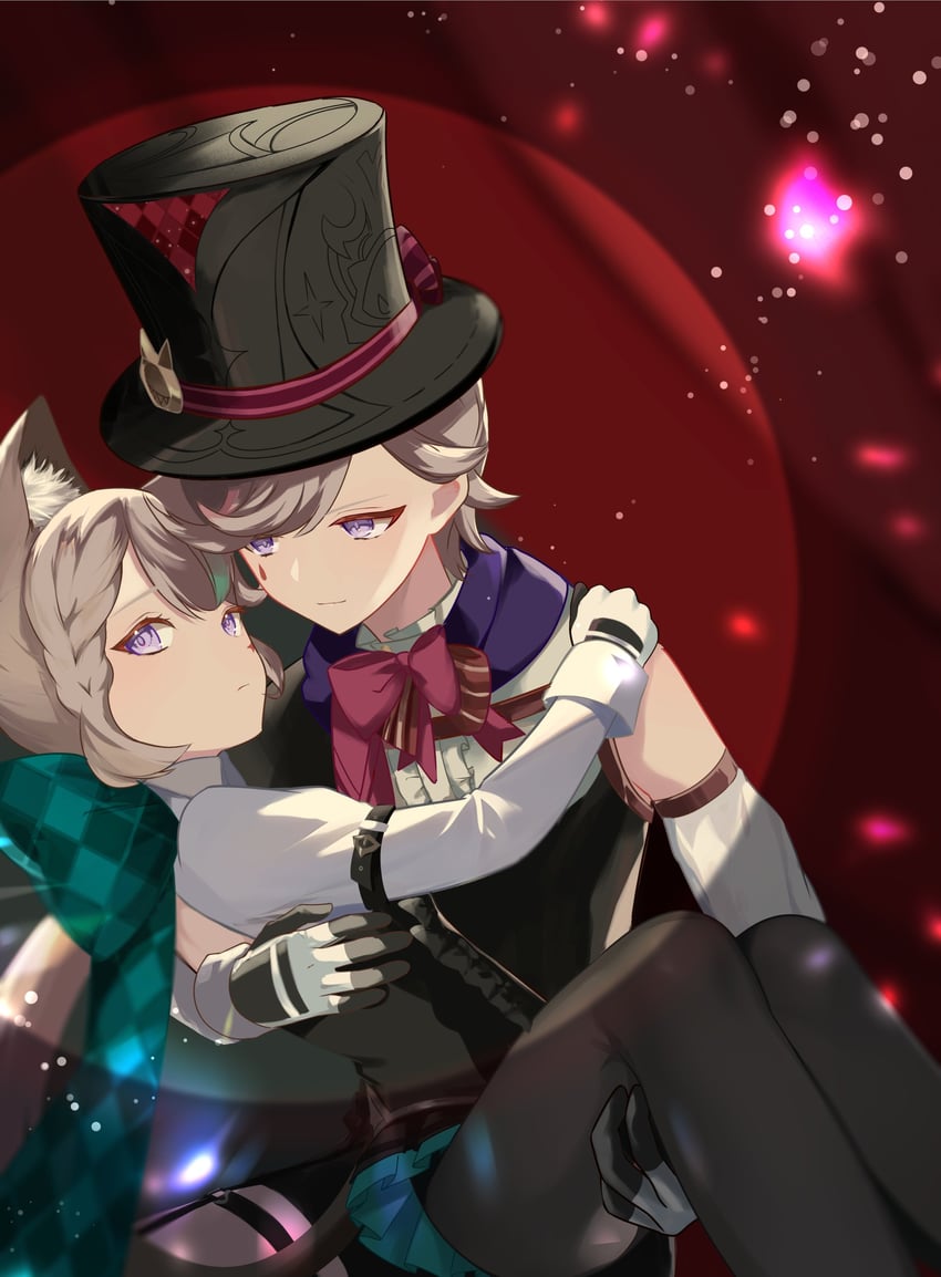 lynette and lyney (genshin impact) drawn by rrr_gns_(riuriu_1212)
