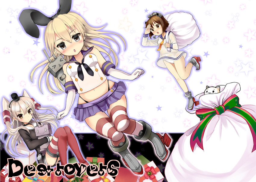 shimakaze, amatsukaze, yukikaze, rensouhou-chan, and rensouhou-kun (kantai collection) drawn by razuchi