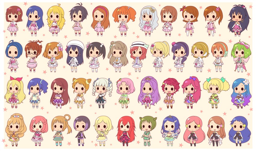 nishikino maki, tojo nozomi, sonoda umi, yazawa nico, ayase eli, and 40 more (idolmaster and 10 more) drawn by ringo_yuyu
